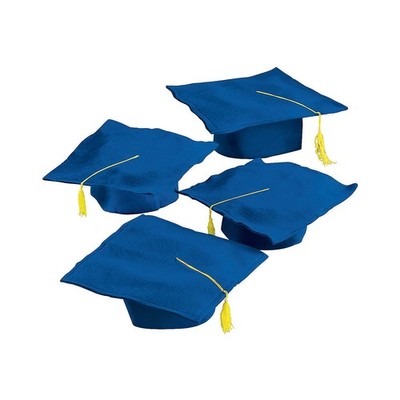 Kid's Blue Felt Elementary School Graduation Mortarboard Caps, 12