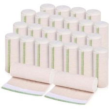 GT Premium Elastic Bandage Wrap 6" 25 Pack - Hook Loop Fasteners - Latex Free