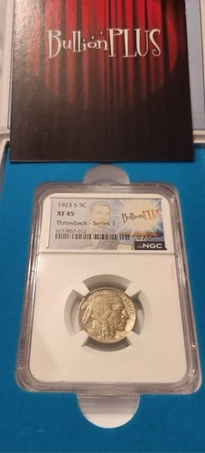 1923-S Buffalo Nickel NGC XF45 Semi Key Date Throwback Label