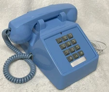Vintage 2500 SERIES BLUE Push Button Touch Tone Desk Phone w Adj. Volume Handset