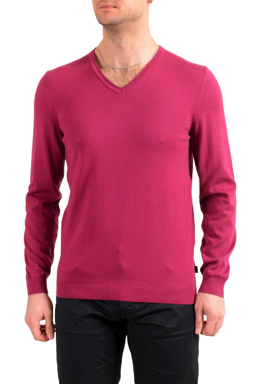 Фиолетовый пуловер Hugo Boss Mens Gent-3 обычного кроя с V-образным вырезом US L IT 52 19490₽