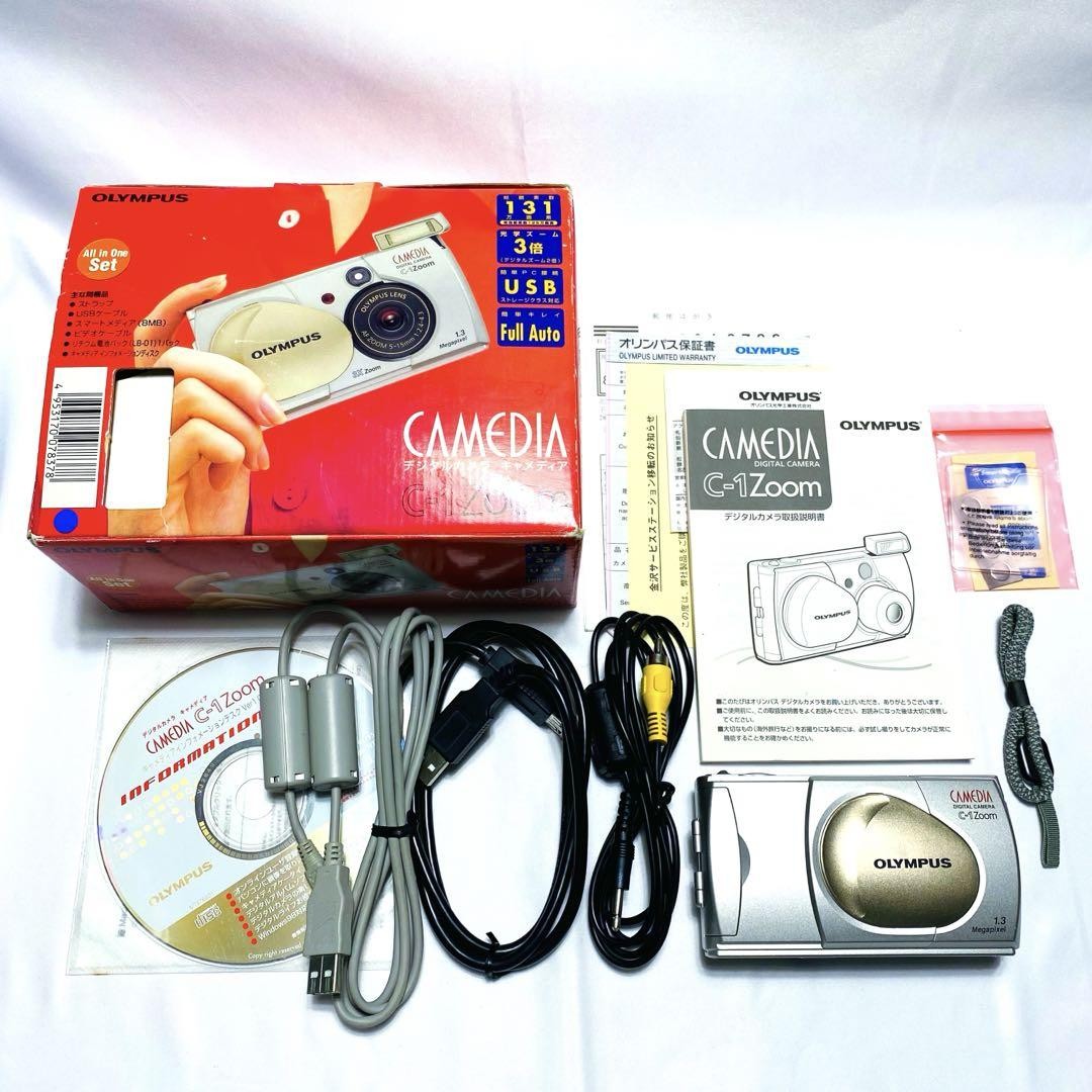 OLYMPUS CAMEDIA C-1 Zoom デジカメ シルバー 箱説付き OLYMPUS CAMEDIA C 1 Zoom Digital Camera Silver with Box