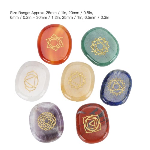 7 Chakra-Steine Zur Symbolisierung Der Körperchakren – Set Mit Etui Für Inneren