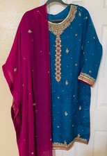Pakistani Desi designer shalwar kameez preowned Size 20in M for Eid or Wedding