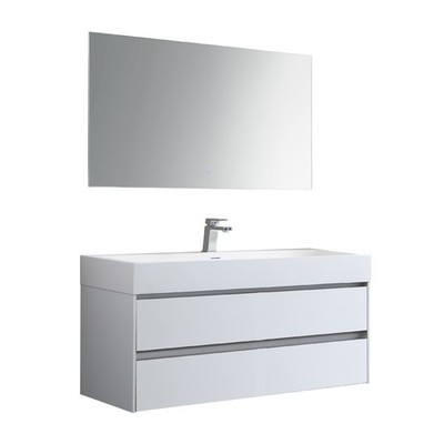 STONEART Badmöbel-Set Mailand ML-1000, weiß glänzend, 100x48cm Unterschrank Spie