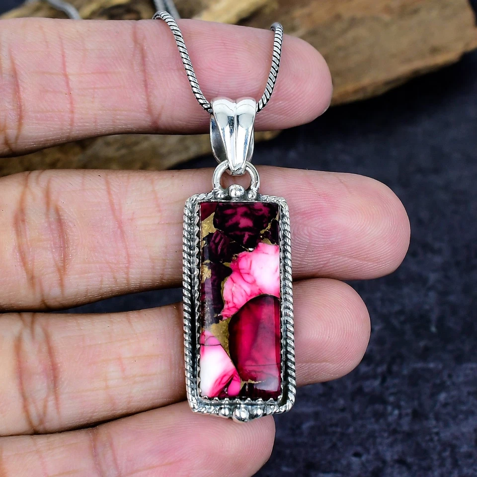 Conjunto de pingente de brinco folheado a prata turquesa dália rosa vermelha - Imagem 4 de 4