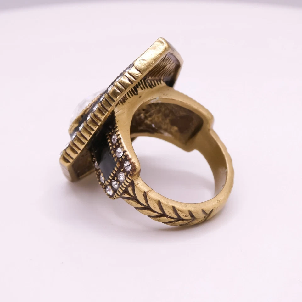 Anillo HEIDI DAUS 'Bien Conectado' Estilo Art Deco Esmalte Swarovski Estrás Talla 9 Foto 4 de 4