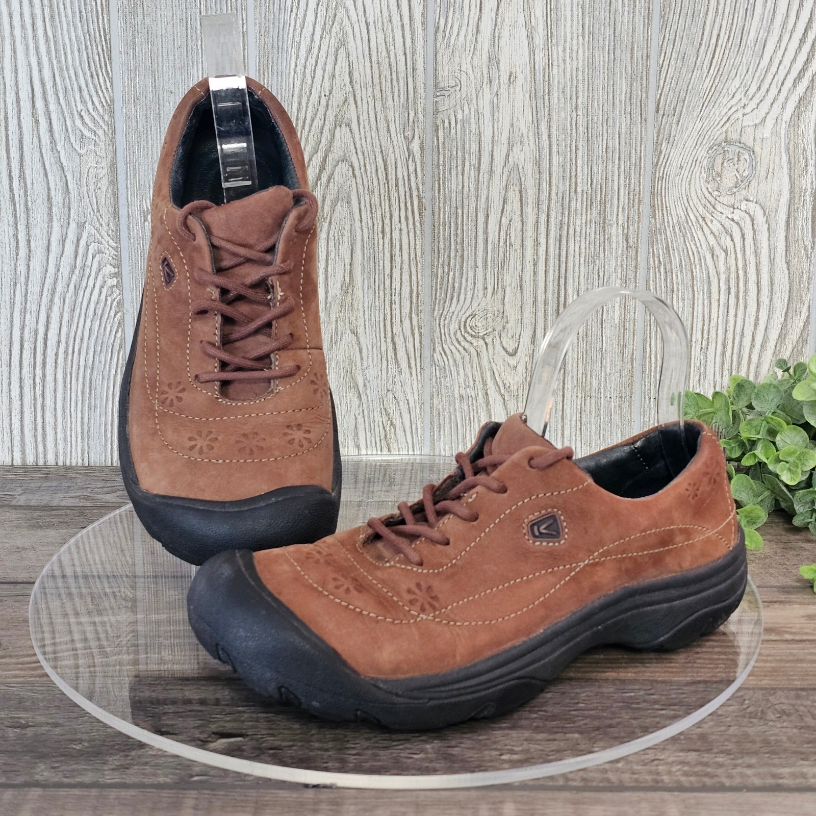 Scarpe da passeggio Keen Presidio marroni scamosciate nabuk goffrate comode donna 8 5