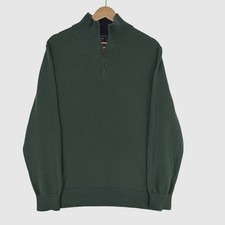J.Crew Quarter Zip Sweater Mens Green 100 Cotton Mock Neck BF091 Size M