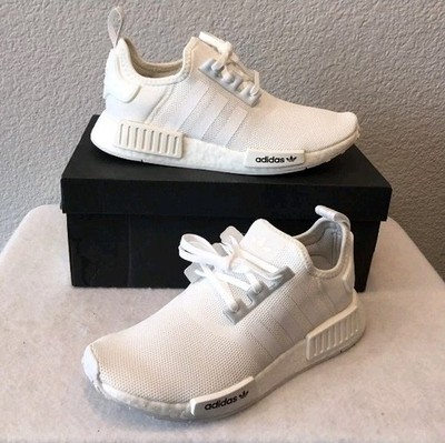New Adidas NMD_R1 Shoes~Cloud White-Crystal White (FW0432) Youth 7/Women's 8.5