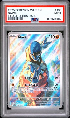 2025 POKEMON WHT EN-WHITE FLARE ILLUSTRATION RARE #130 SAWK PSA 9