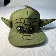 Vintage BNWOT Green STAR WARS YODA Character w/ Ears Snap-Back Cap Hat