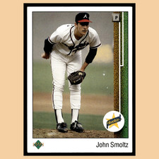 John Smoltz Rookie #17 1989 Upper Deck Atlanta Braves Baseball Card MLB NM. rookie card picture