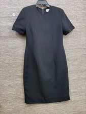 VTG Talbots Sheath Dress Womens 6P Black Short Sleeve Crew-Neck Casual Career 