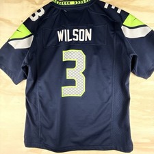 Nike Youth Russell Wilson Seattle Seahawks Navy Game Jersey Large L NFL Boys 14