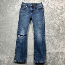 Wrangler Retro Slim Straight Jeans Kids Size 8 Regular Blue Distressed