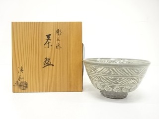 32010# JAPANESE TEA CEREMONY / MISHIMA TEA BOWL CHAWAN / ARTISAN WORK