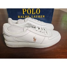 Polo Ralph Lauren Court Sneakers Mens 9D White Leather Low Top Pony Logo Shoes
