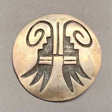 Vintage Kenneth Kuwanvayouma Hopi Whirlwind Raincloud Silver Pin Brooch Pendant