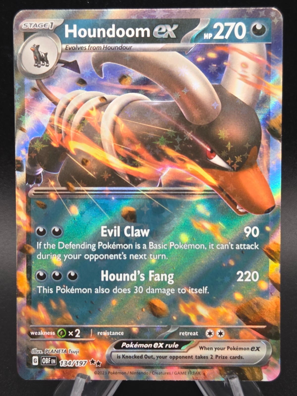 Pokemon TCG Houndoom ex 134/197 Double Rare Holo Obsidian Flames Near Mint