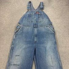 Dickies Dungarees Adult 40x30 Blue Overalls Denim Bib Work Wear Carpenter Mens*