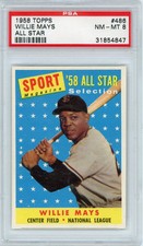 1958 Topps Willie Mays #486 All Star PSA 8
