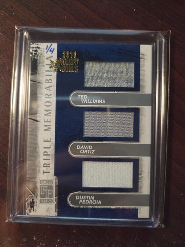 2010 Famous Fabrics Ted Williams Ortiz Pedroia Triple Game Used Jersey 1/4 BOS