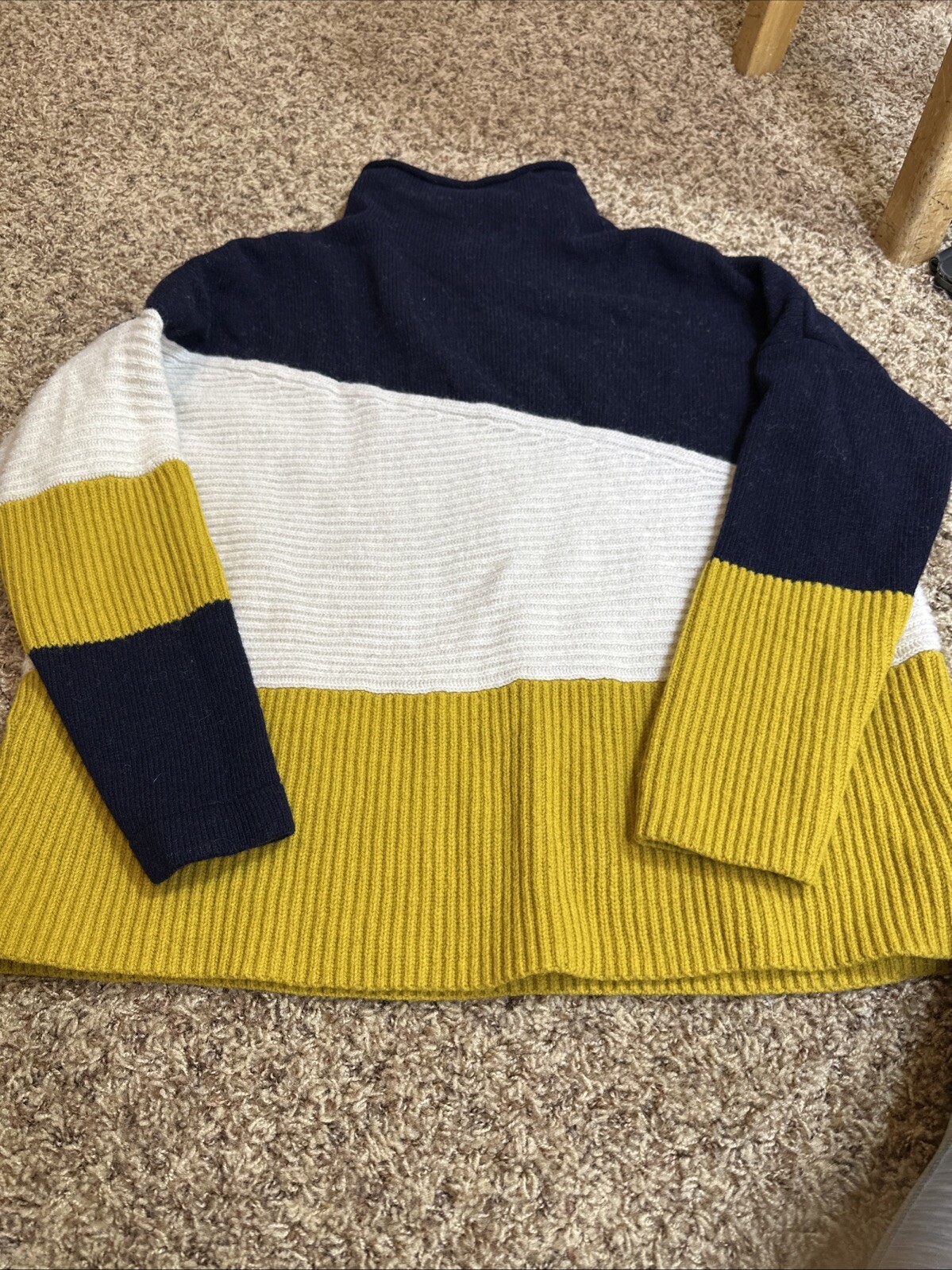 French Connection Patchwork Roll Neck Wool Blend … - image 1