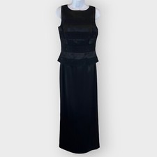 Vintage Papell Boutique Evening Formal Maxi Dress | 6 | Black | Embellished