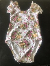 Flutter Sleeve White Floral Roses Stretch Handmade Size XL 6/7 New