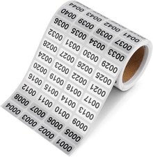 0001-2000 Inventory Number Sticker Labels Self Adhesive Waterproof Consecutive