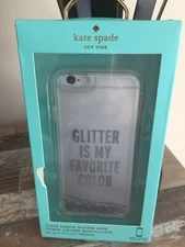 NIB Kate Spade Clear Liquid Glitter Cell Phone Case IPhone 6 6s Silver Sand