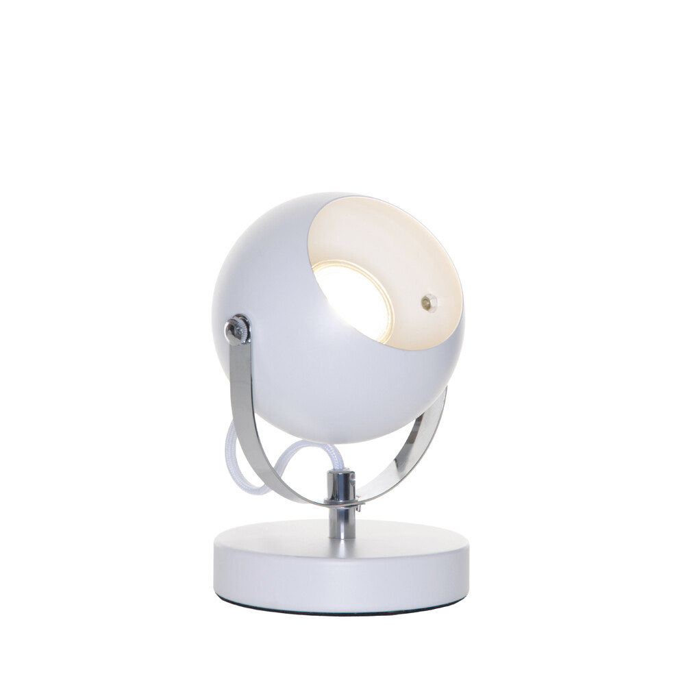 Litecraft Table Lamp Eyeball Adjustable Desk Light - White, Polished Chrome