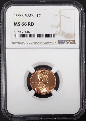 1965 SMS Lincoln Cent certified MS 66 RD by NGC! sku 63-023 - Picture 1 of 4