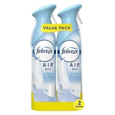 Febreze Air Freshener Spray 8.8oz Linen & Sky Scent Odor Eliminator (2-Pack)