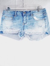 American Eagle Jean Shorts 6 Women's Blue High Rise Ripped Distressed Beach