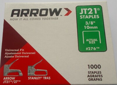 Arrow JT21 T27 Heftklammern 10 mm (3/8 Zoll) Box 1000 Neu
