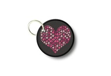 Keychain round printed double-sided heart love