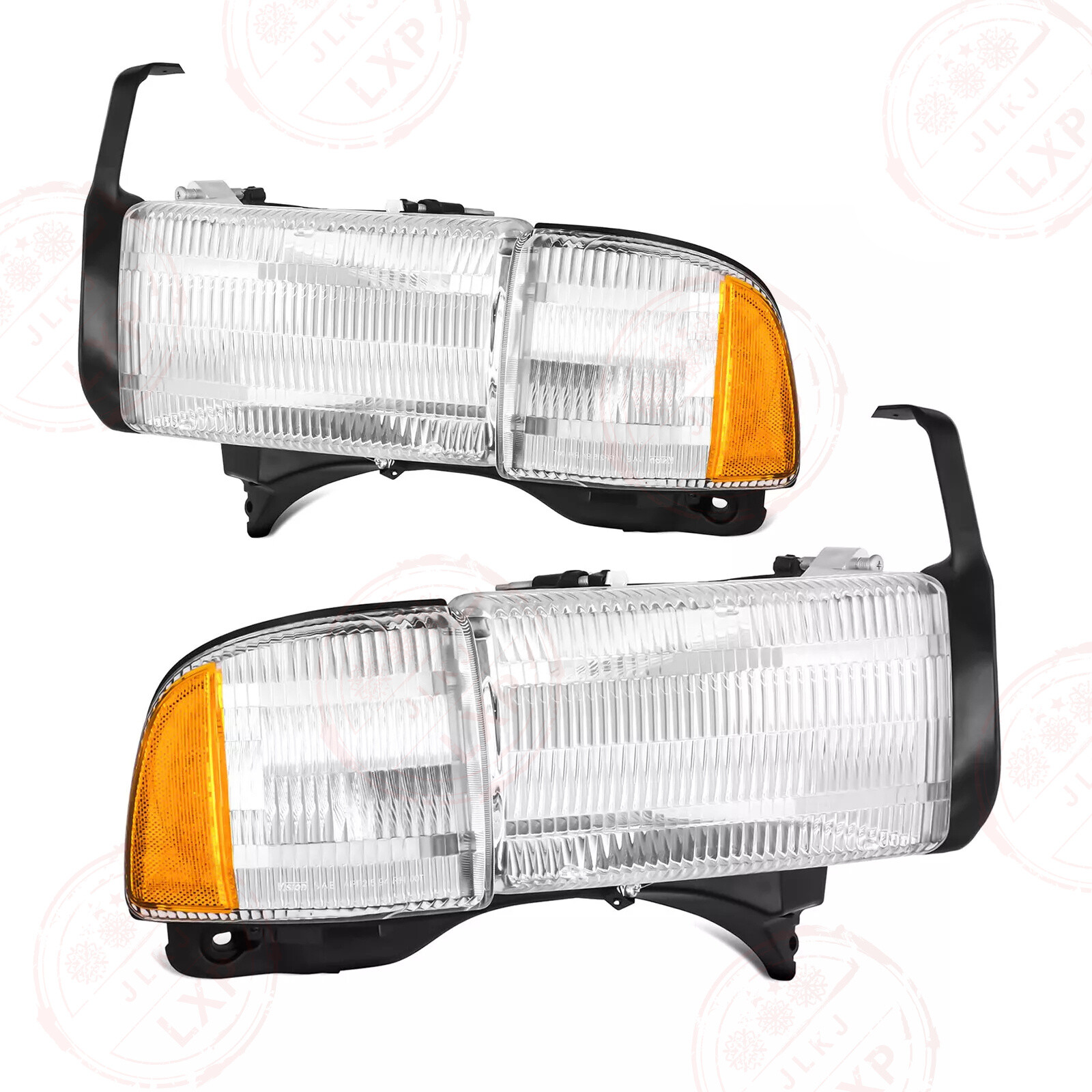 Fits 1994-2001 Dodge Ram 1500 2500 3500 Chrome Headlights Lamps Pair Left+Right