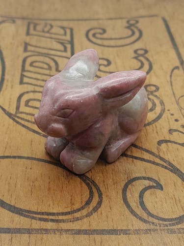 Carved Rhodenite Bunny Figurine Natural Stone- Buy3ShipFree