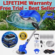 Electric Cordless Grass Trimmer Garden Weed Strimmer Cutter Rechargeable Battery