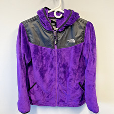 Girls The North Face Purple Hooded Denali Fleece Zip Jacket Size XL