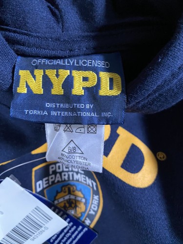 NYPD Hoodie Yellow Print Sweatshirt Navy Blue Pullover Child’s Size 6/8 NEW - Picture 7 of 11