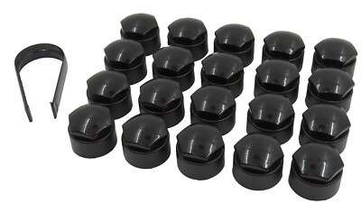 WHEEL NUT COVERS FOR VAUXHALL CORSA F E D C 17mm PREMIUM CAPS + TOOL BLACK