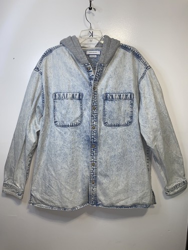 Hooded Light Wash Jean Jacket Size 