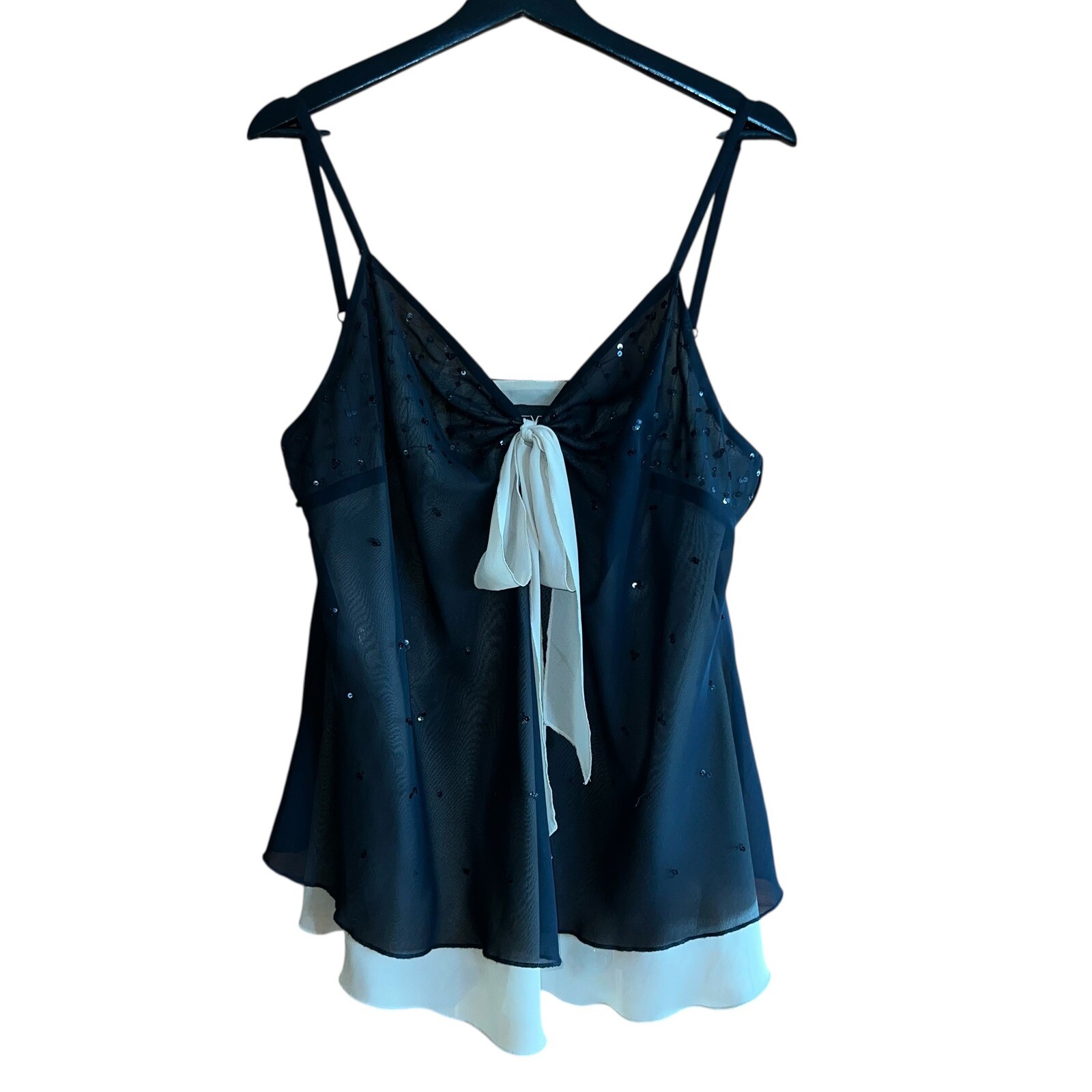 Venezia Sequin Layered Cami Top Party Blouse Black Tan whimsygoth Size 20