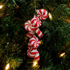 5 Peppermint Cluster 5" x 1.75" Glittery Candy Christmas Ornament Set NWT