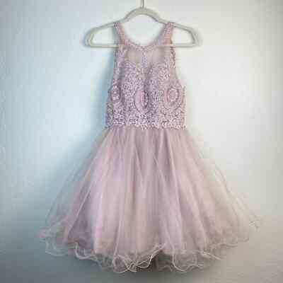 Dancing Queen 2156 Halter Floral Lace Applique Tule Mini Dance Cocktail Dress S
