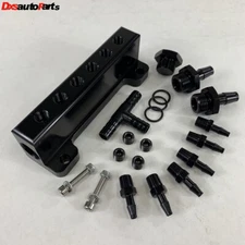 Black 1/8NPT 6 Port Vacuum Manifold Kit fit Turbo Boost Intake Manifold EMUSA