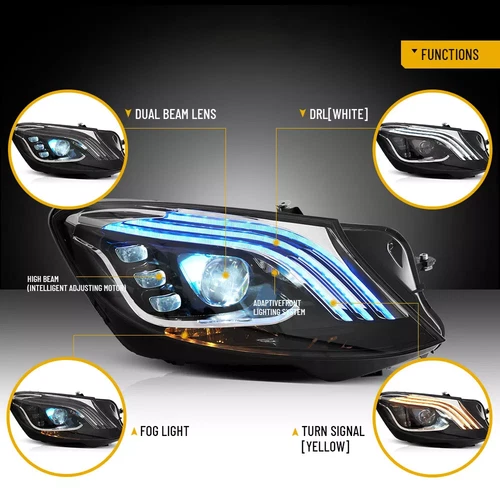 Pair Full LED Headlight Assembly For 2013-2017 Mercedes Benz W222 S-Class S550 - Picture 5 of 12
